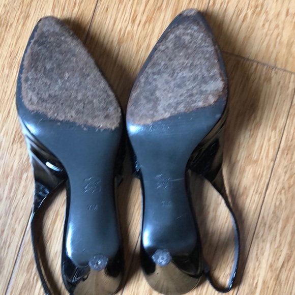 Via Spiga Black Patent Leather Sling Back Heels - Picture 5 of 8